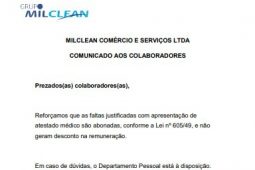 (Português do Brasil) MILCLEAN COMÉRCIO E SERVIÇOS LTDA COMUNICADO AOS COLABORADORES